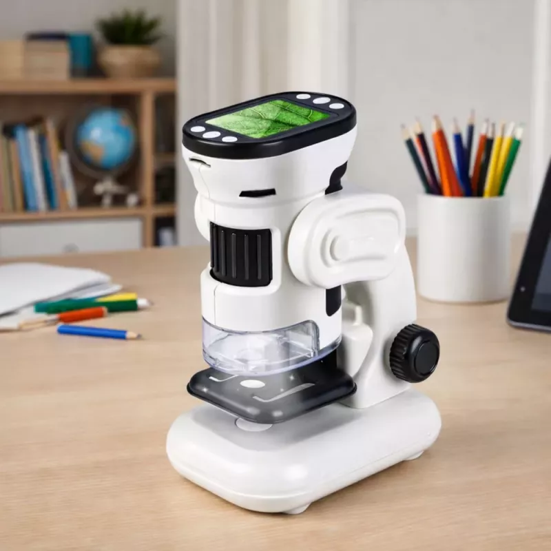 LEAN TOYS Educational Digital Microscope with Screen, 1000X LED Video Photo Function