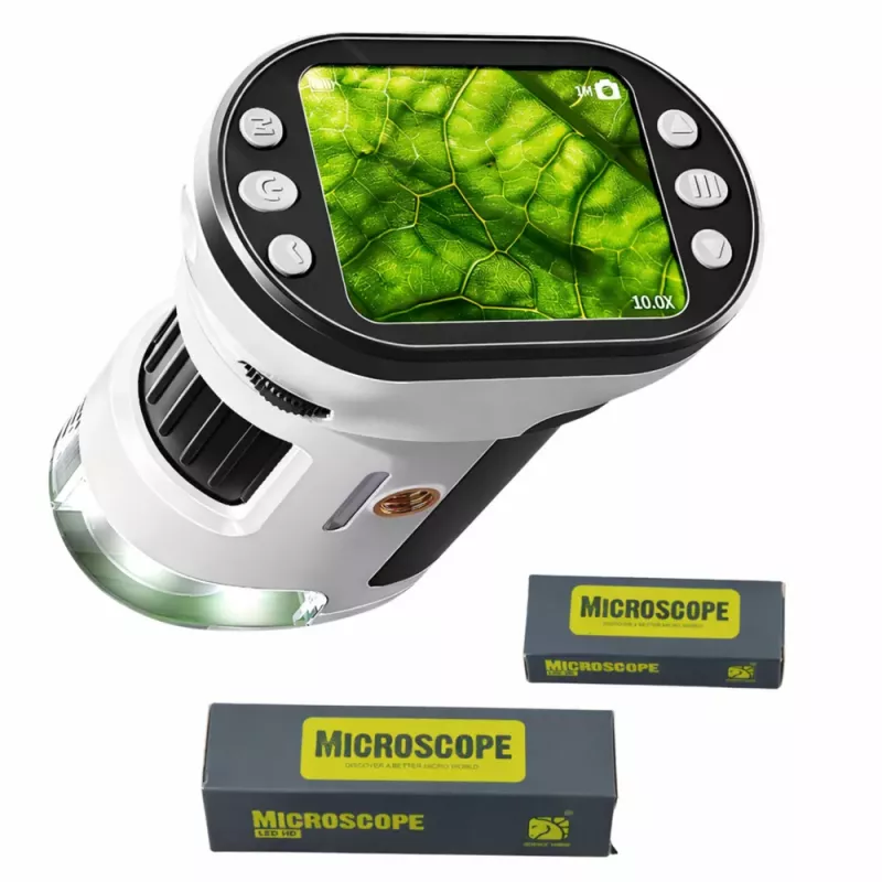 LEAN TOYS Educational Digital Microscope with Screen, 1000X LED Video Photo Function