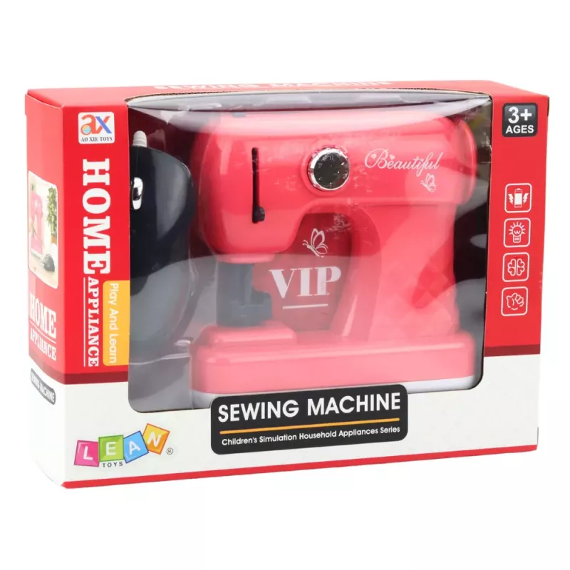 LEAN TOYS Toy Sewing Machine With Mouse For Kids Light Pink