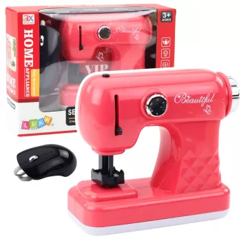 LEAN TOYS Toy Sewing Machine With Mouse For Kids Light Pink
