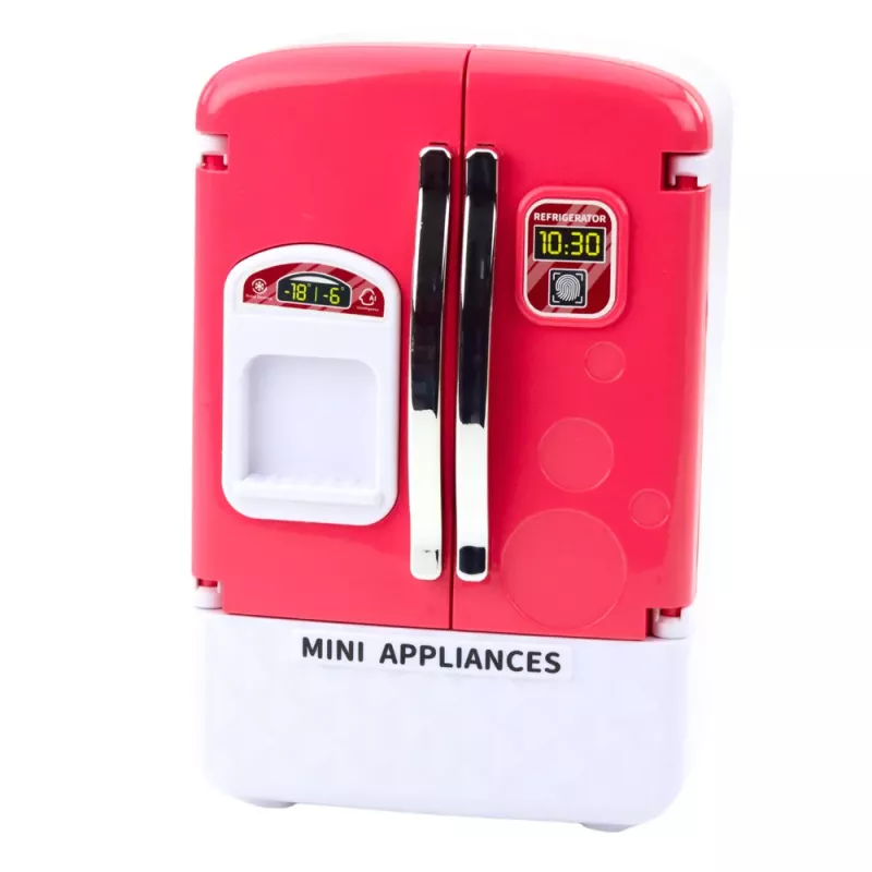 LEAN TOYS Toy Refrigerator For Kids Fruit Juice Lights Sounds Pink