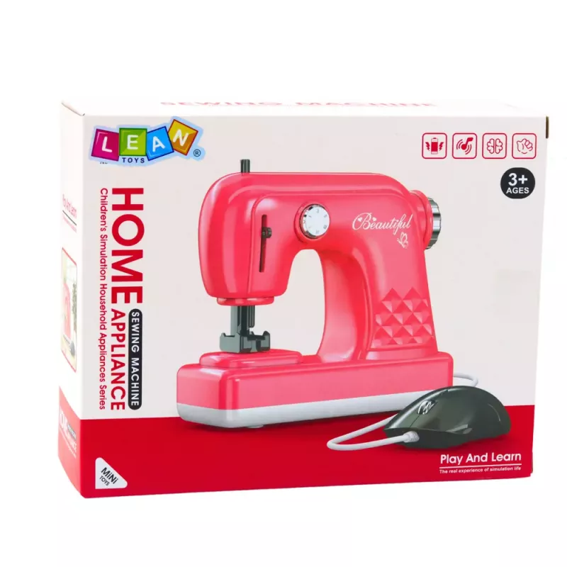 LEAN TOYS Toy Sewing Machine With Mouse For Kids Light Pink