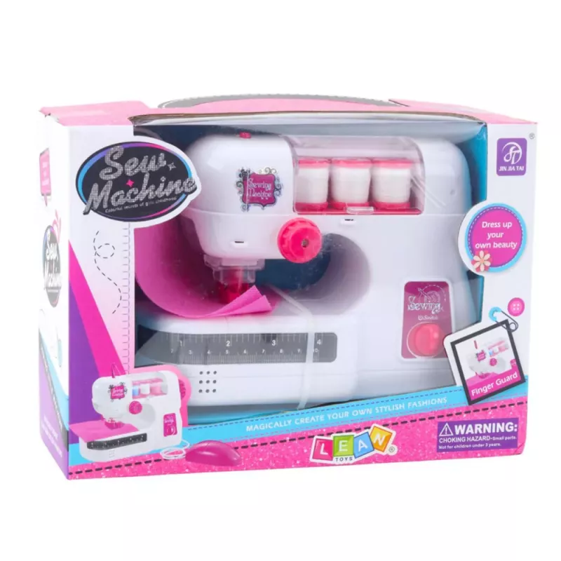 LEAN TOYS Sewing Machine For Kids Thread Material Lights Sounds