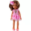 LEAN TOYS Doll In Pink Dress Long Brown Hair Hairpin Flower