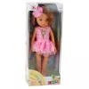 LEAN TOYS Doll In Pink Dress Long Brown Hair Hairpin Flower