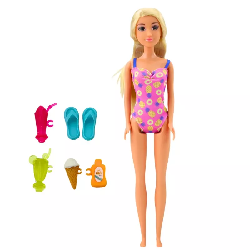 LEAN TOYS Anlily Doll Set On The Beach Pool Palm Tree Accessories 8 pcs