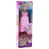 LEAN TOYS Anlily Pregnant Doll Light Pink Polka Dot Dress Long Hair