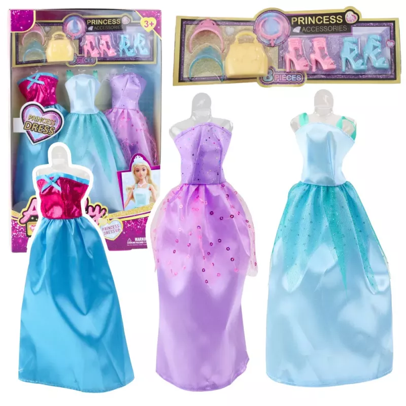 LEAN TOYS Anlily Doll Dress Set Shoes Handbag Crowns Accessories 9 pcs.