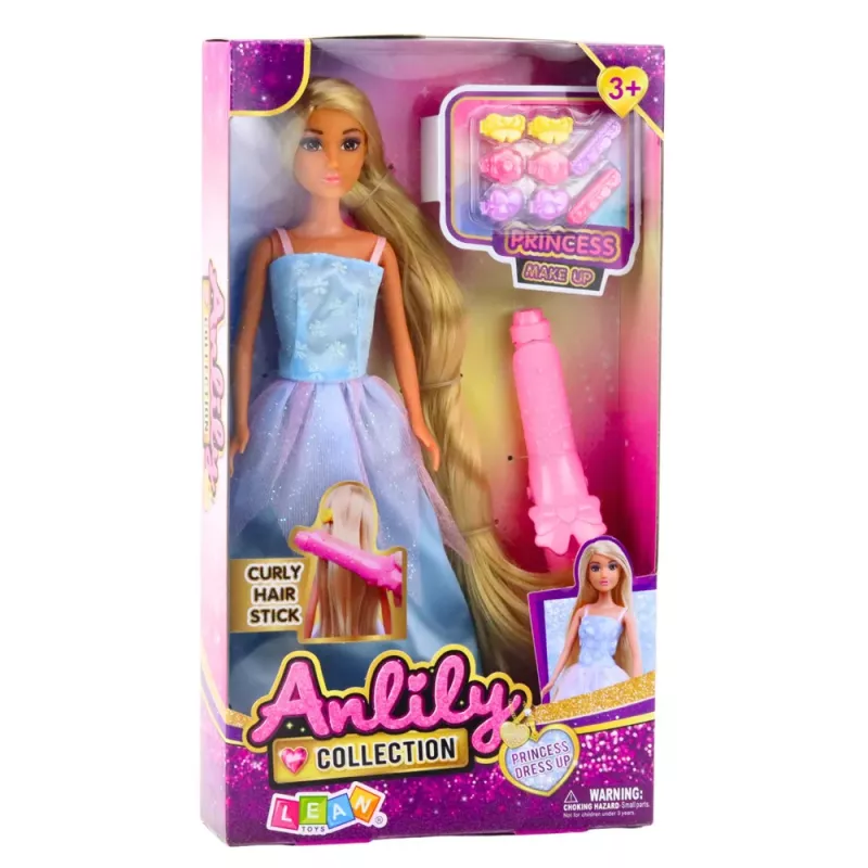 LEAN TOYS Anlily Doll Ball Gown Long Hair Styling Curler Hairpins