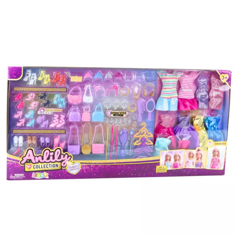 LEAN TOYS Large Fashion Set Anlily Collection Dresses Accessories 65 pcs.