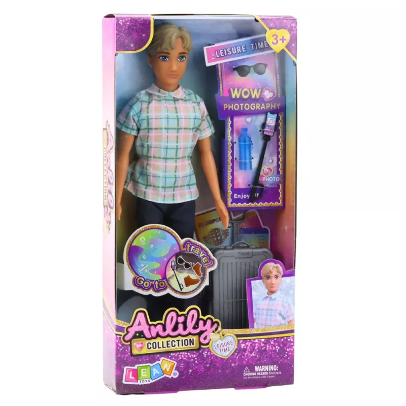 LEAN TOYS Anlily Doll Boy Accessories Suitcase Selfie Stick Glasses Bottle