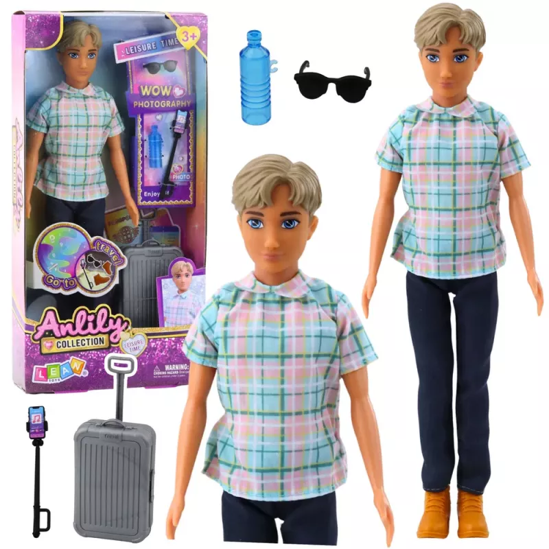 LEAN TOYS Anlily Doll Boy Accessories Suitcase Selfie Stick Glasses Bottle