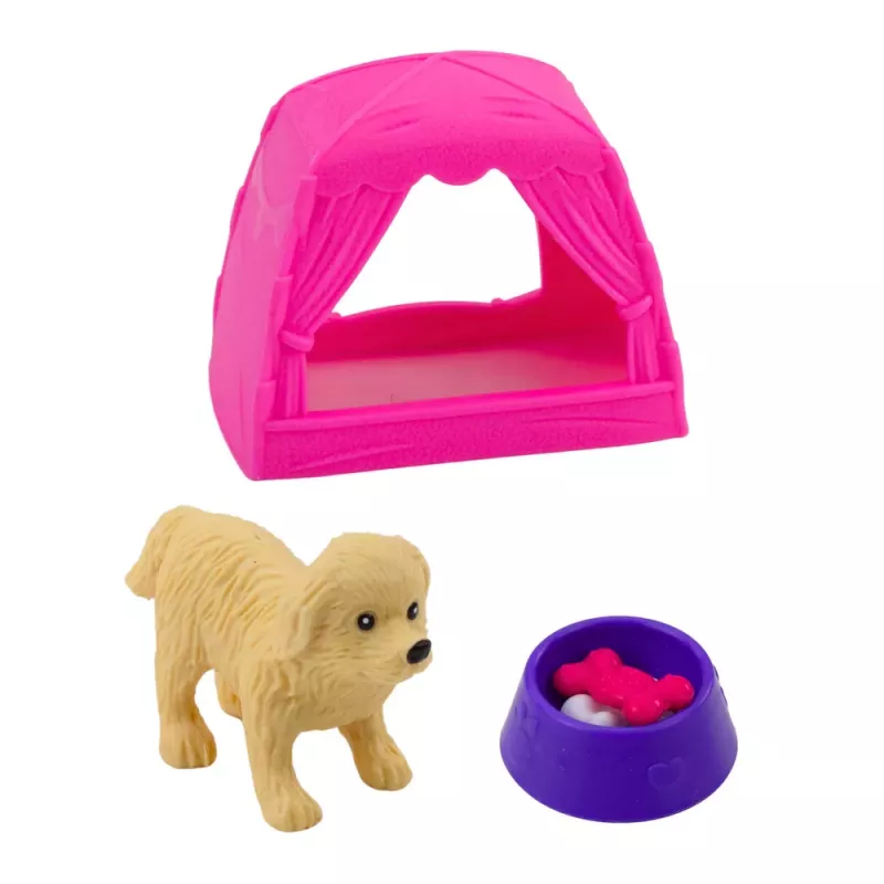 LEAN TOYS Mini Doll Set with Dog, Tent and Accessories