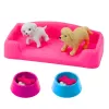 LEAN TOYS Mini Doll Set with Two Dogs, Bed, Food Bowl