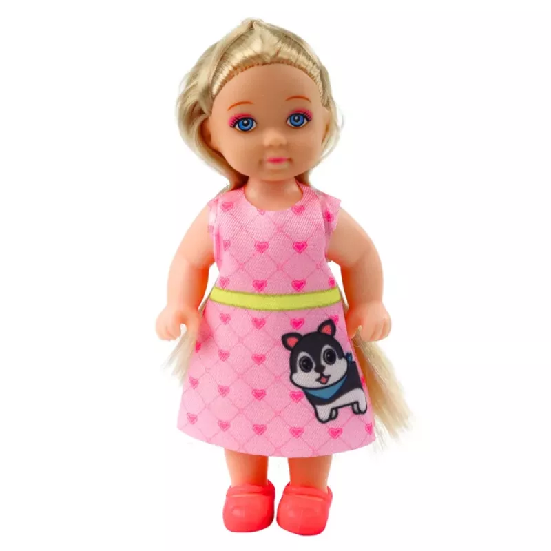 LEAN TOYS Mini Doll Set with Dog and Kitten Bed and Food Bowl