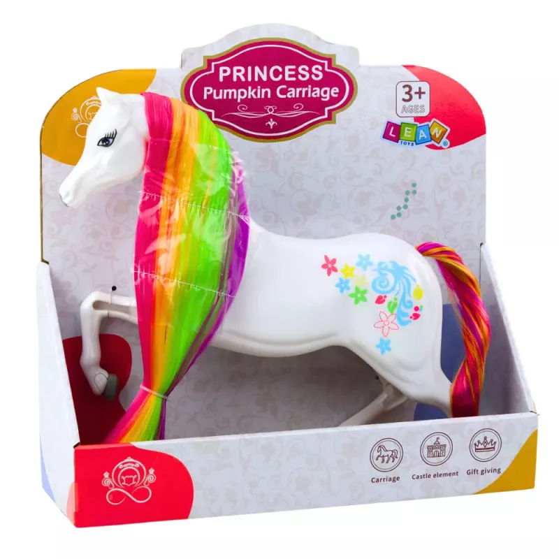 LEAN TOYS Figurine Large Fairytale Horse Rainbow Mane Colorful Decorations White