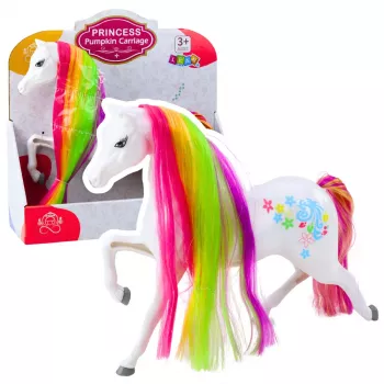 LEAN TOYS Figurine Large Fairytale Horse Rainbow Mane Colorful Decorations White