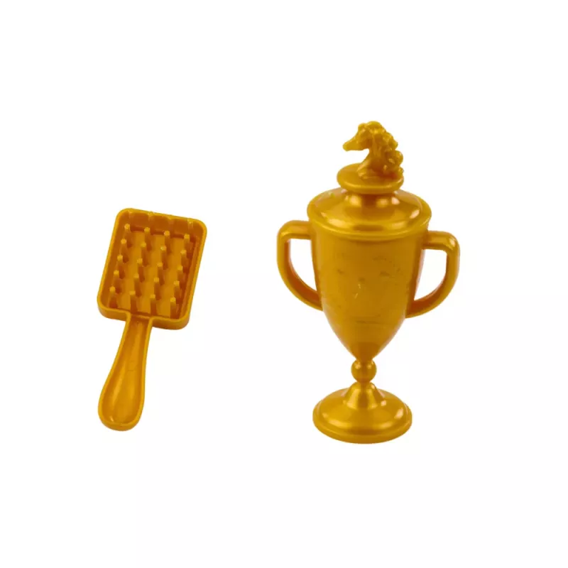 LEAN TOYS Horse With Long Mane Saddle Cup Brush Accessories White
