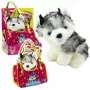 LEAN TOYS Husky Dog In A Bag Plush Mascot Cuddly Toy White Gray