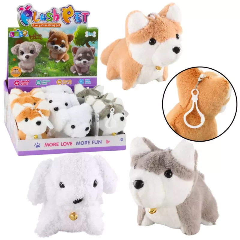 LEAN TOYS Plush Dog With Wagging Tail Keychain Pendant