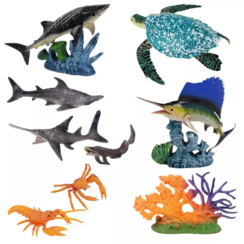 LEAN TOYS Set of Figures Sea Animals Movable Elements Turtle