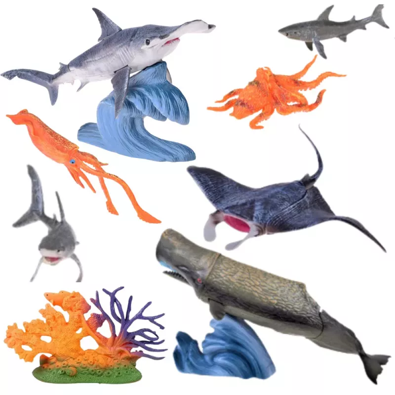 LEAN TOYS Set of Figures Sea Animals Movable Elements Ray