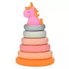 LEAN TOYS Pyramid Tower For Toddlers Rubber Soft Blocks Unicorn