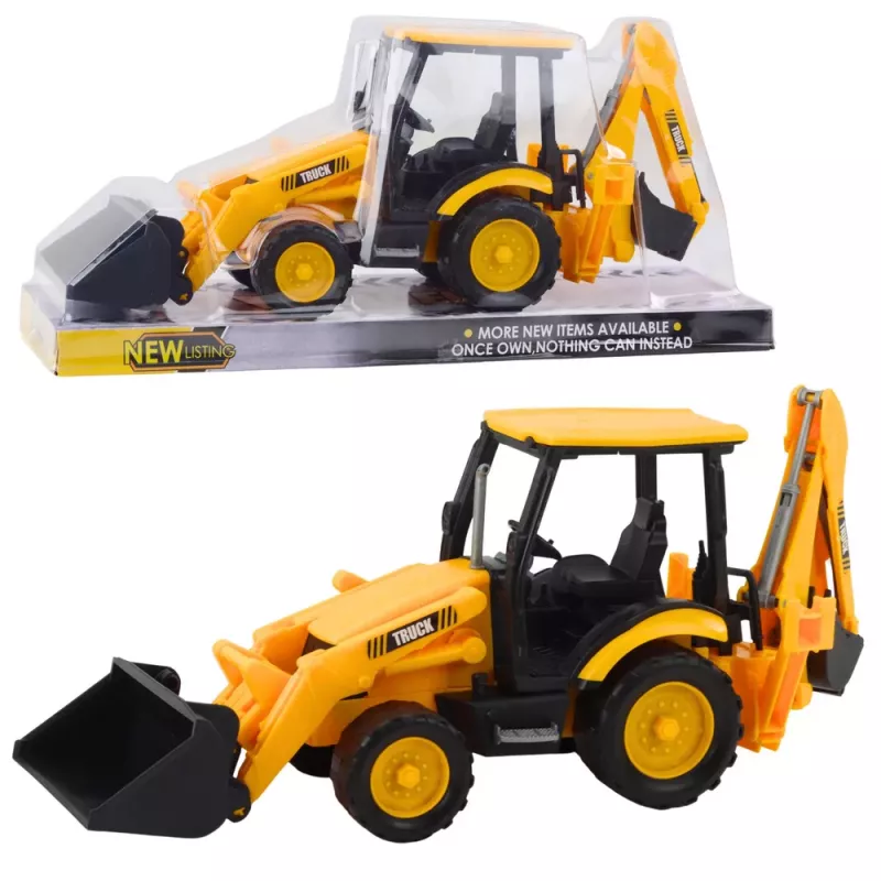 LEAN TOYS Two-Bucket Excavator Mobile Construction Vehicle Yellow