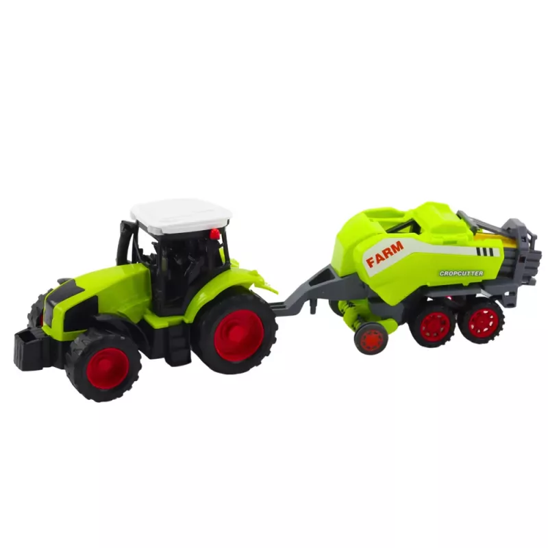 LEAN TOYS Set of Tractor and Agricultural Baler Hay Baler Green