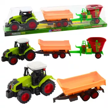 LEAN TOYS Set of Agricultural Tractor Trailer Tipper Feed Wagon