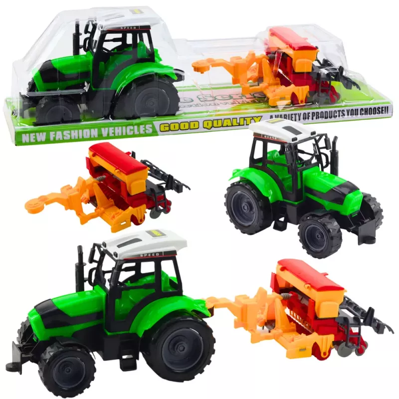 LEAN TOYS Set of Tractor Farm Tractor with Seeder Farm Machine