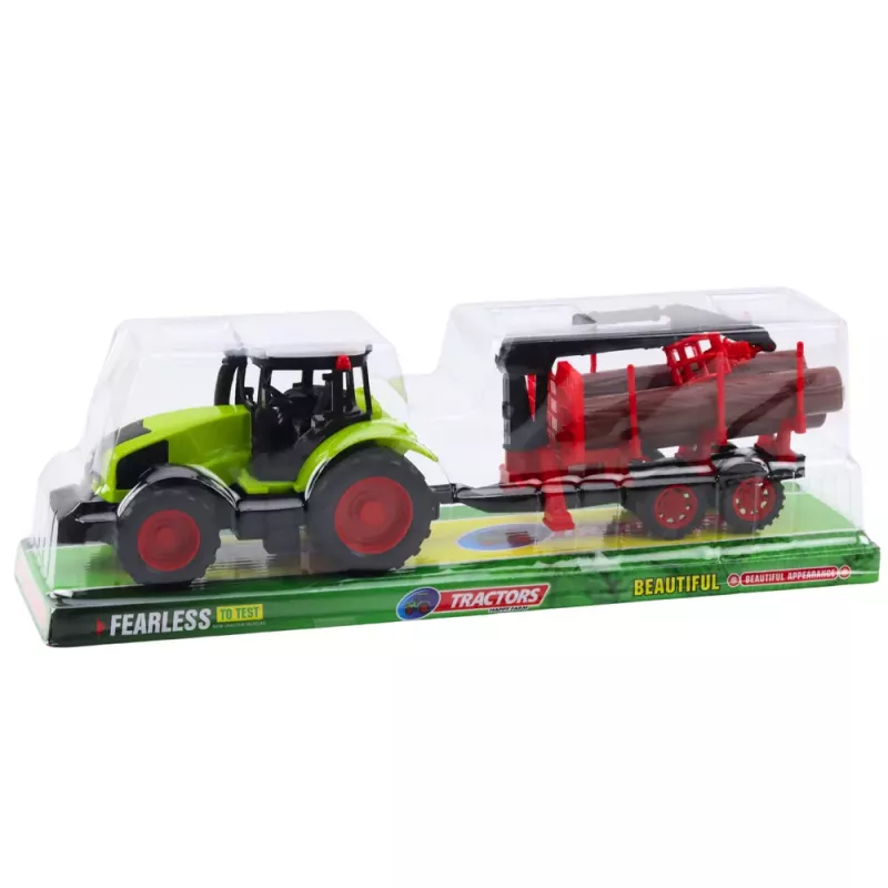 LEAN TOYS Agricultural Tractor with HDS Trailer for Transporting Timber Logs