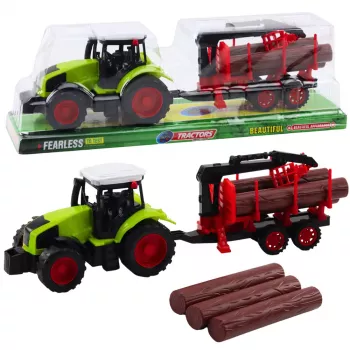 LEAN TOYS Agricultural Tractor with HDS Trailer for Transporting Timber Logs