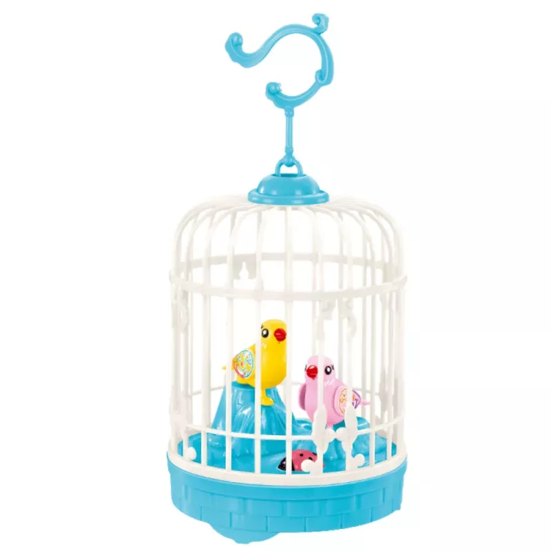LEAN TOYS Battery Operated Bird Cage with Lights and Sounds - Blue