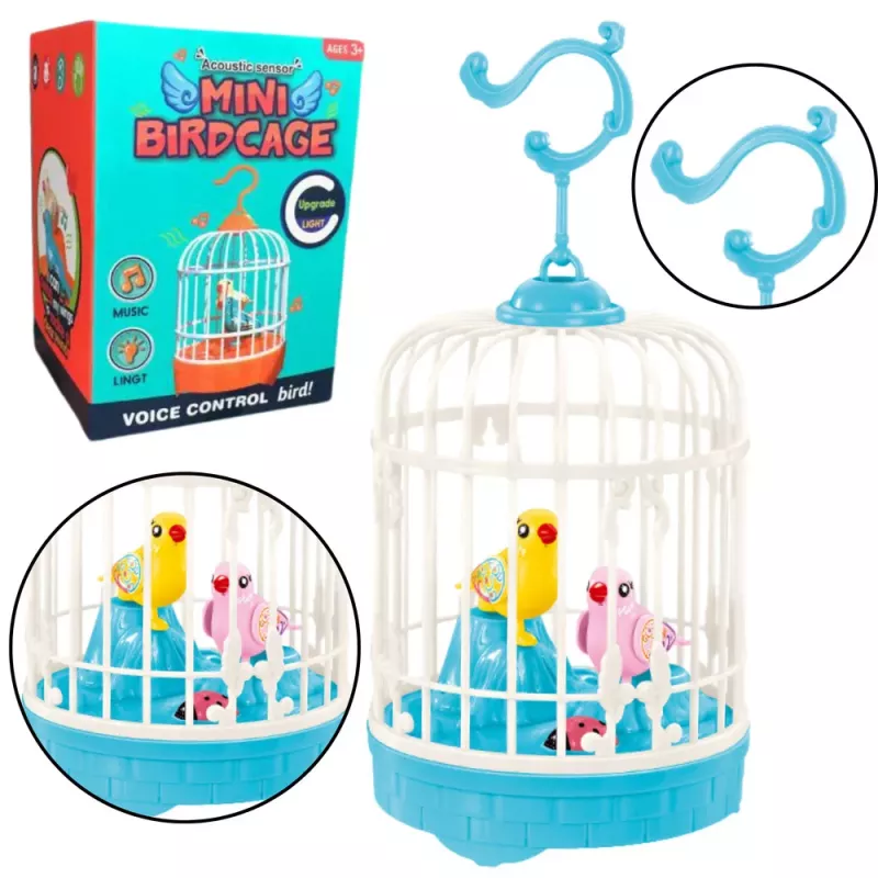 LEAN TOYS Battery Operated Bird Cage with Lights and Sounds - Blue