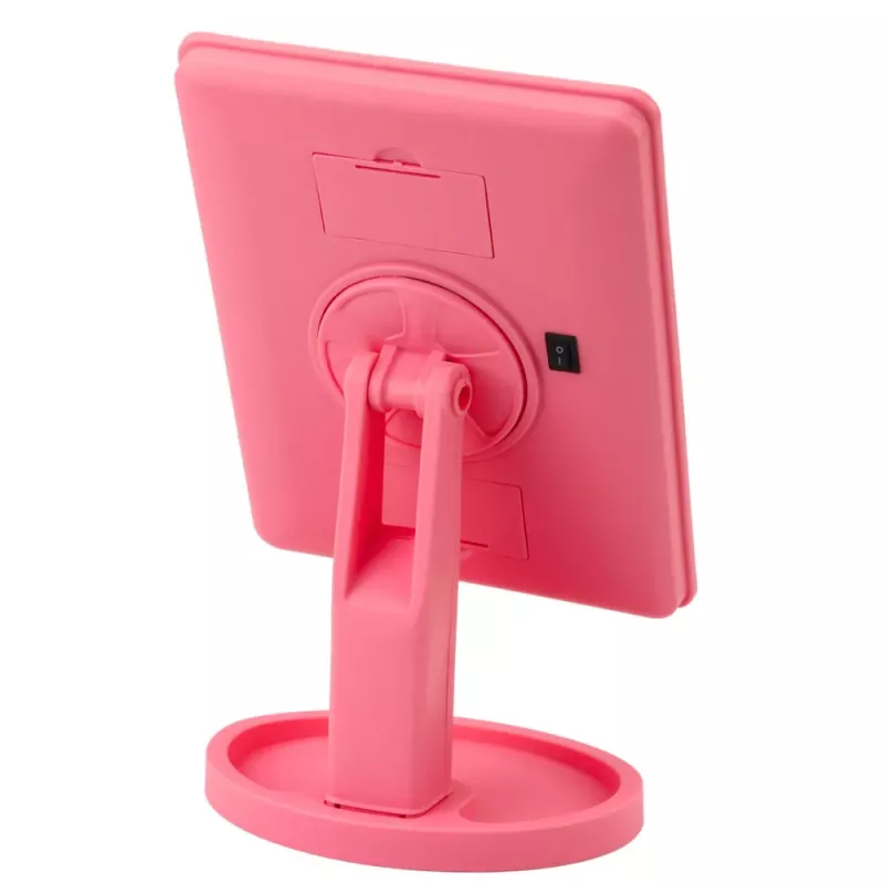 LEAN TOYS Cosmetic Mirror 16 LED Diodes With Stand Adjustable Pink