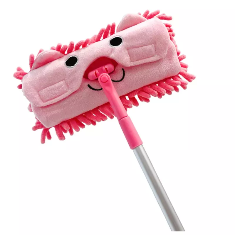LEAN TOYS Children's Mop With Telescopic Handle Animal Pink