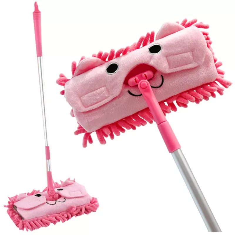 LEAN TOYS Children's Mop With Telescopic Handle Animal Pink