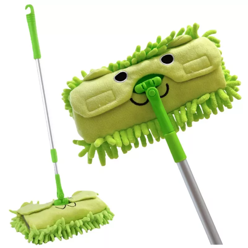 LEAN TOYS Children's Mop With Telescopic Handle Animal Green