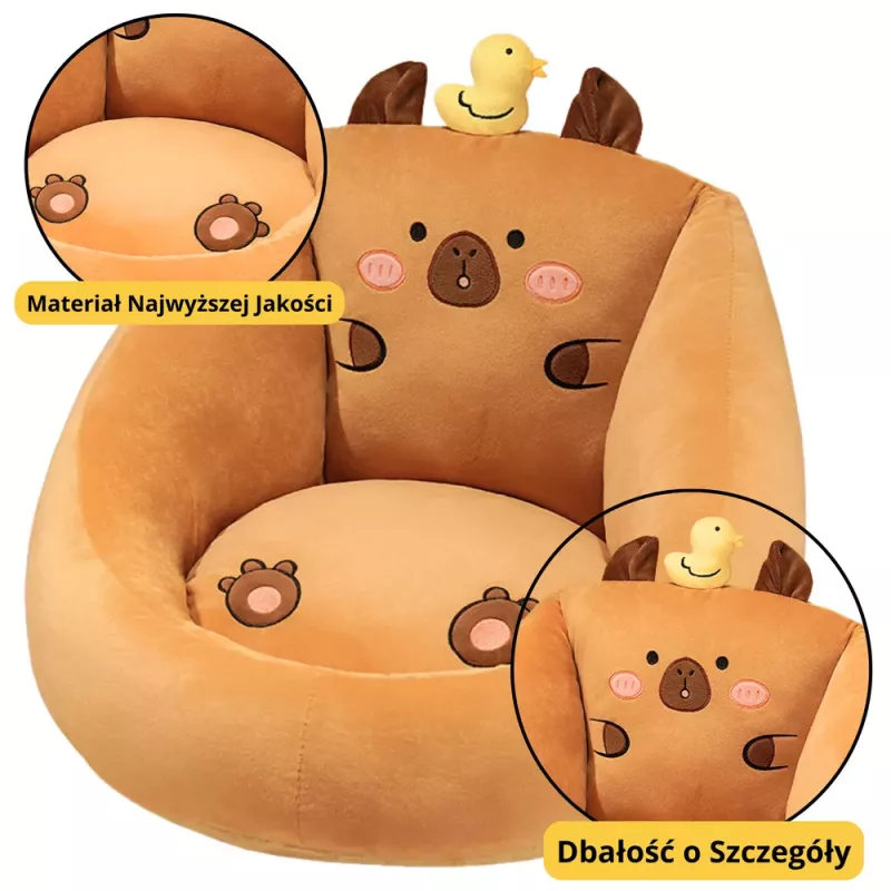 LEAN TOYS Plush Armchair For Children Capybara With Duck Brown 50x45cm