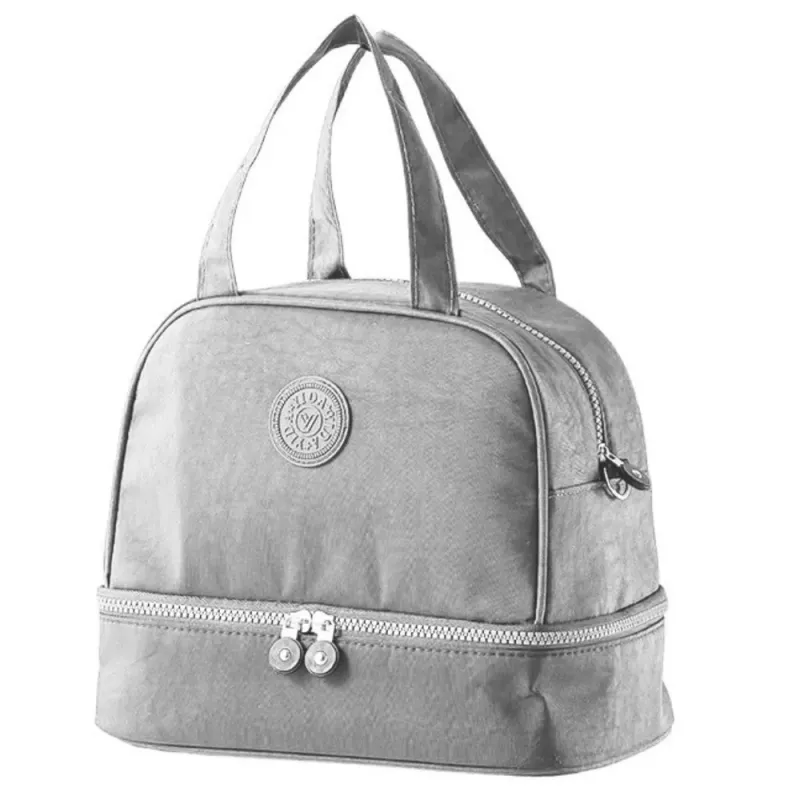 LEAN Thermal Insulating Breakfast Bag with Adjustable Belt Silver 27cm