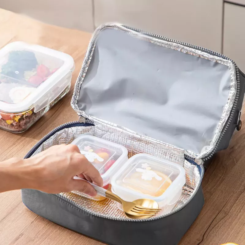 LEAN Thermal Insulating Breakfast Bag with Adjustable Belt Silver 27cm