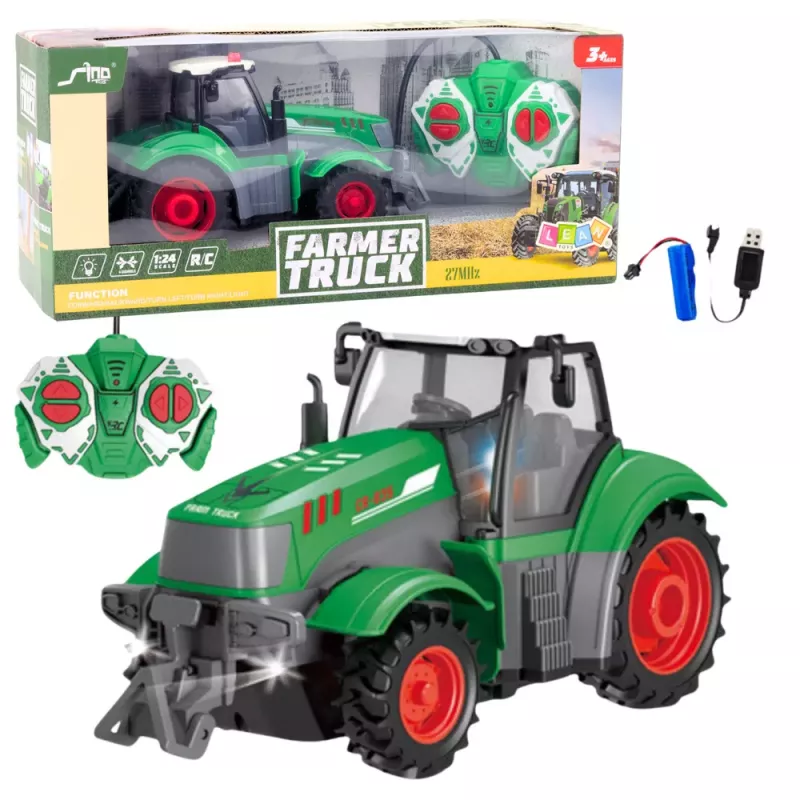 LEAN TOYS Remote Controlled RC Agricultural Tractor Green 1:24