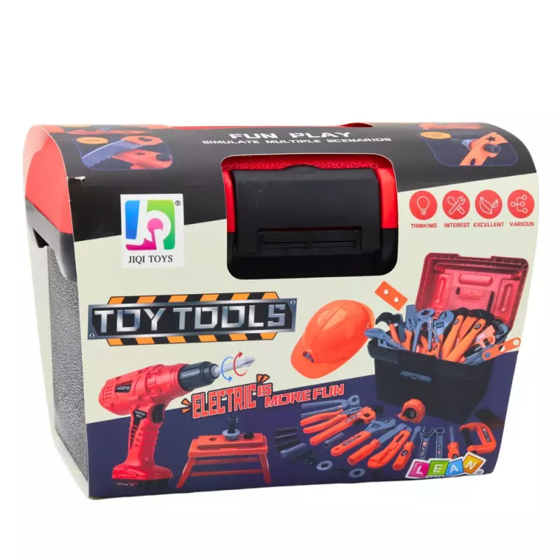 LEAN TOYS DIY Toolbox Battery-Powered Drill Set 55 Pieces