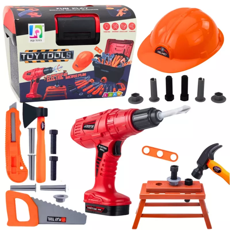 LEAN TOYS DIY Toolbox Battery-Powered Drill Set 55 Pieces