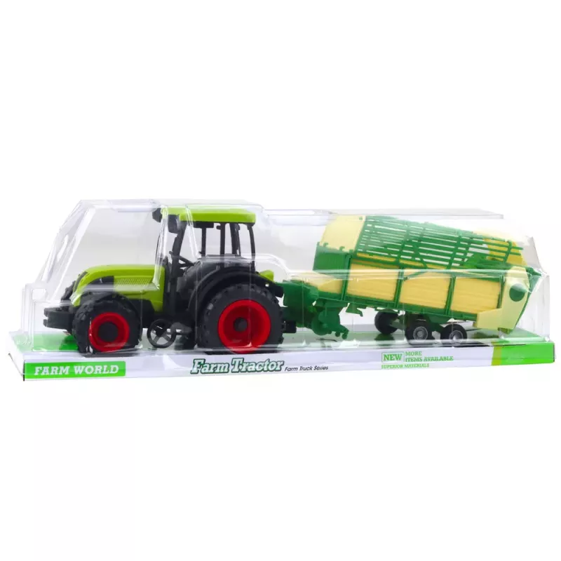 LEAN TOYS Agricultural Farm Tractor With Green and Yellow Trailer Green 50cm