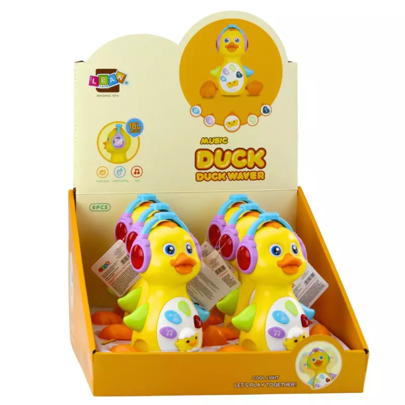 LEAN TOYS Interactive Musical Duck for Toddlers Moves Lights Yellow