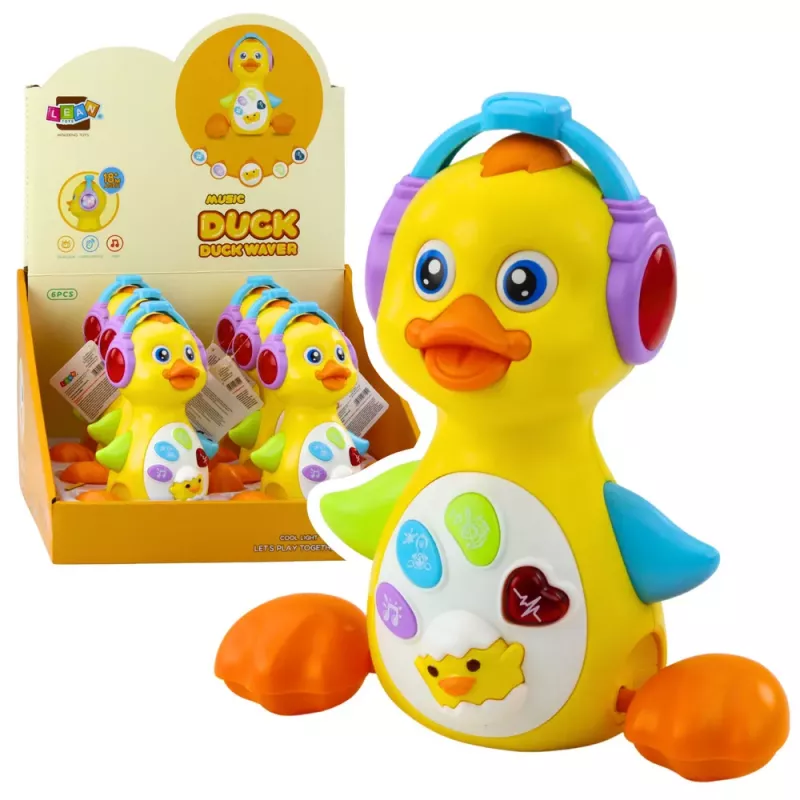 LEAN TOYS Interactive Musical Duck for Toddlers Moves Lights Yellow