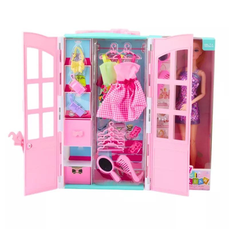 LEAN TOYS Doll Set with Wardrobe Accessories Clothes Fashion Dress Up for Girls