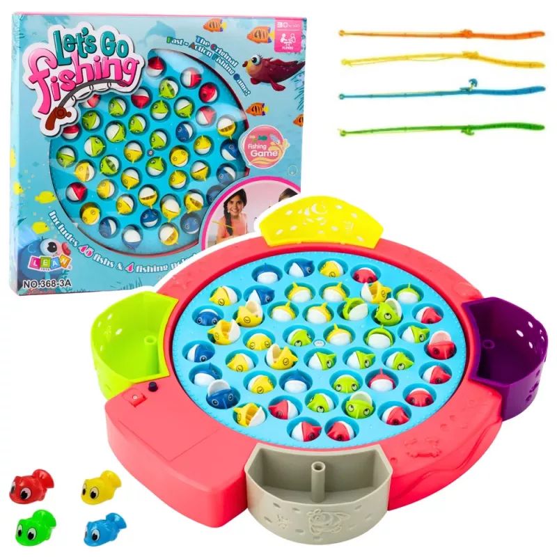 LEAN TOYS Interactive Arcade Game Battery Operated Fishing Pink